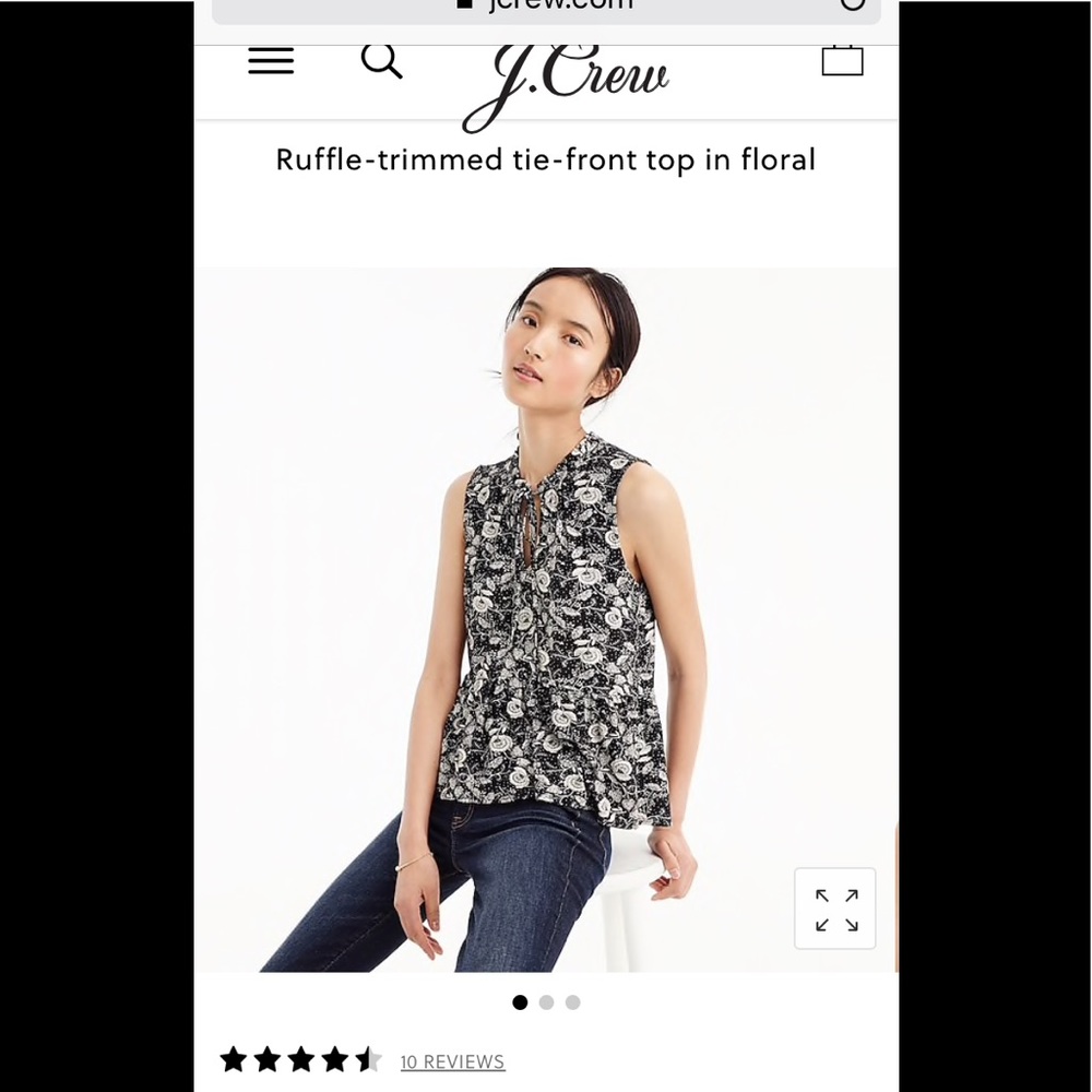 J.Crew Ruffle-Trimmed Tie-Front Top in Floral - Picture 7 of 7